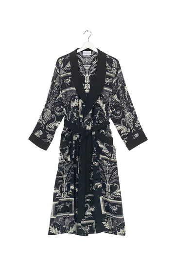 Vintage Damask Black Crepe Gown