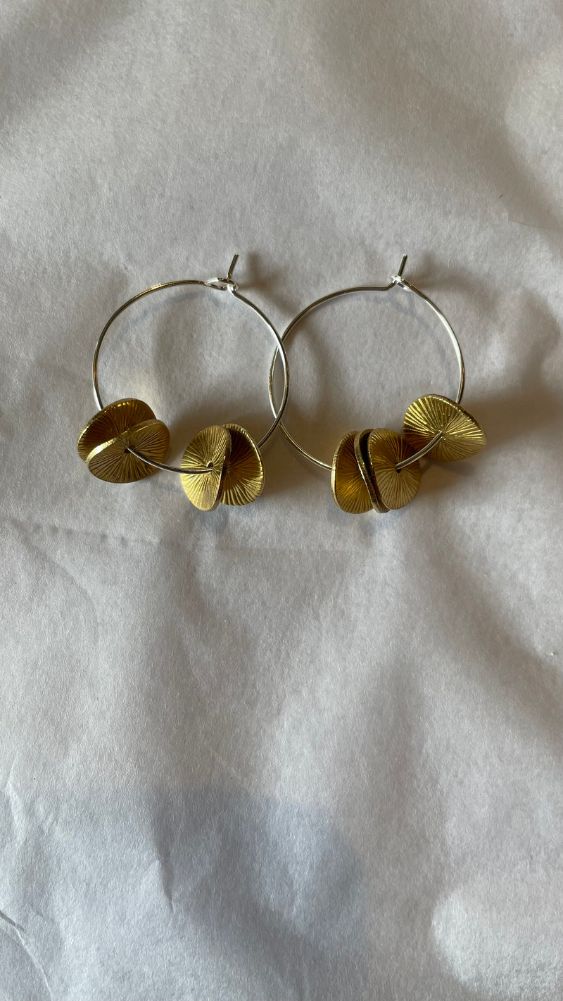 Brass & Bold Hoop with Gold Wavy Plated Disc