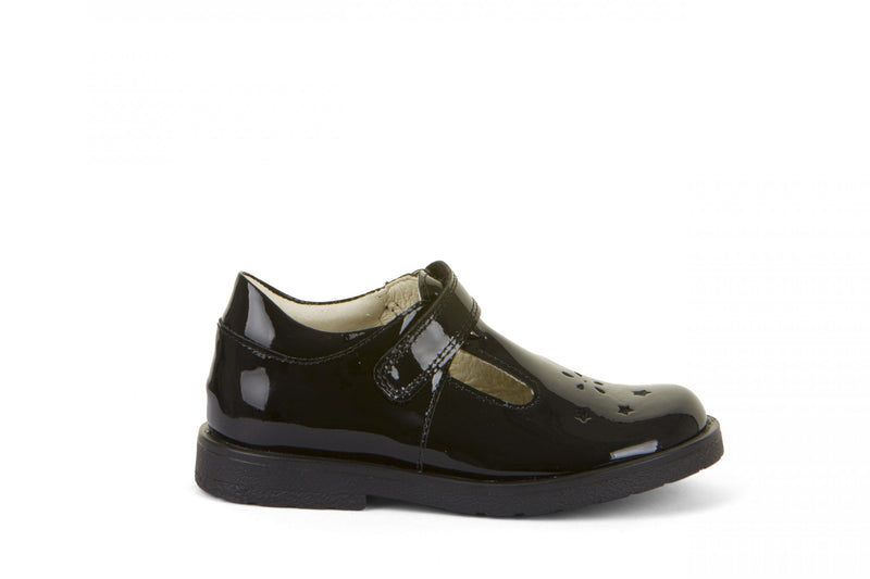 Evia T-Bar School Shoe - Black Patent Leather