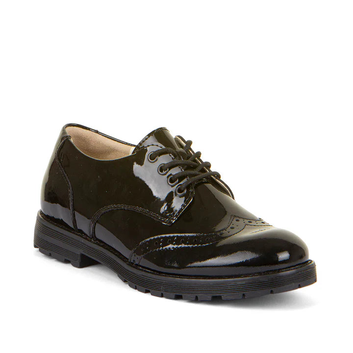 Charlie Laced School Shoe - Black Patent Leather