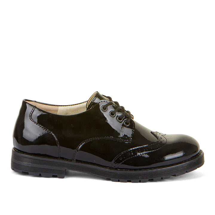 Charlie Laced School Shoe - Black Patent Leather