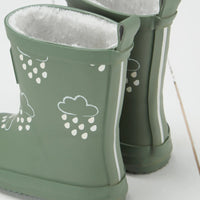 Grass & Air - Colour Changing Fleece-Lined Wellies - Khaki Green
