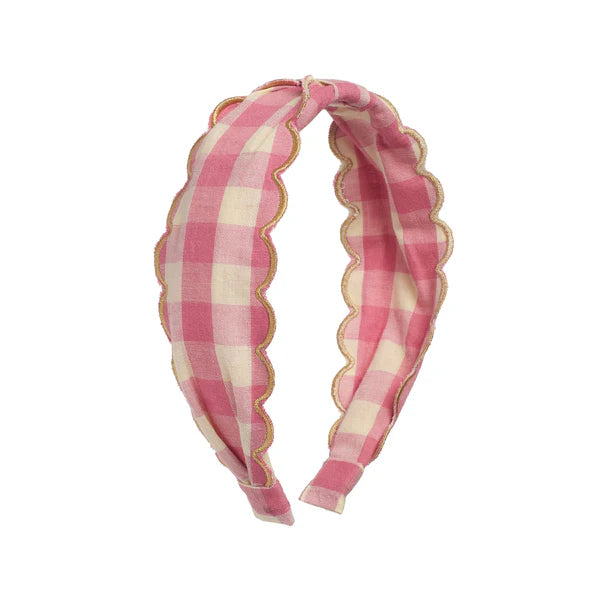 Scalloped gingham headband