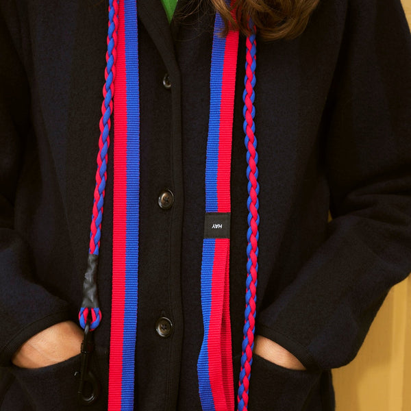 Braided Dog Leash - Red/Blue