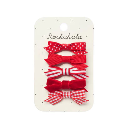 School Bow Clip Set - Red