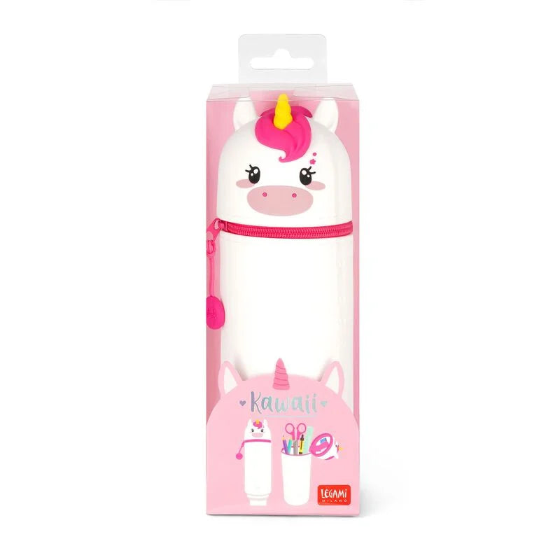2 in 1 Silicone Pencil Case - Kawaii Unicorn