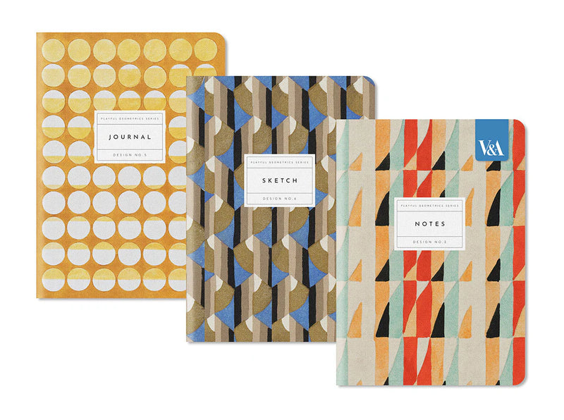 Playful Geometric V&A Stitched Notebooks No.2 - Set of 3