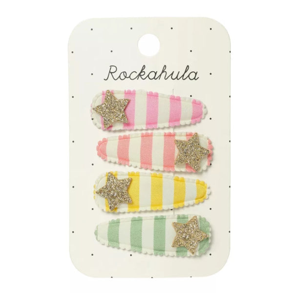Stripy Star Fabric Clip Set
