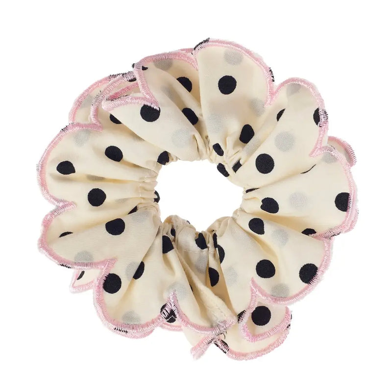 Polka Dot Scalloped Scrunchie