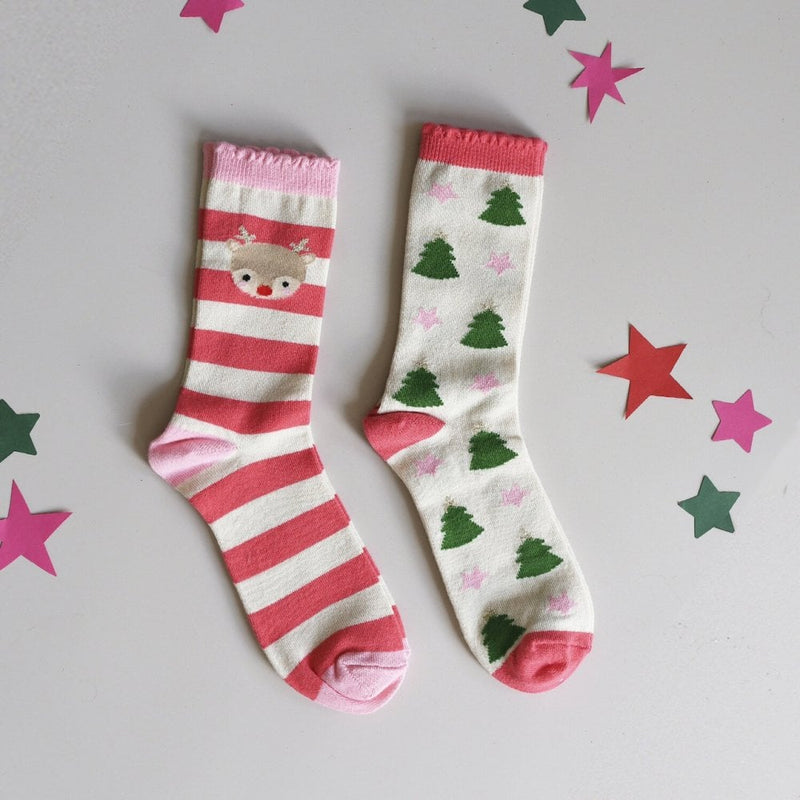 Jolly Christmas 2 Pack Socks - Size 3-5 Years