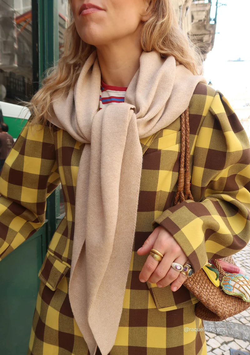 Large Merino Triangle Scarf in Oatmeal