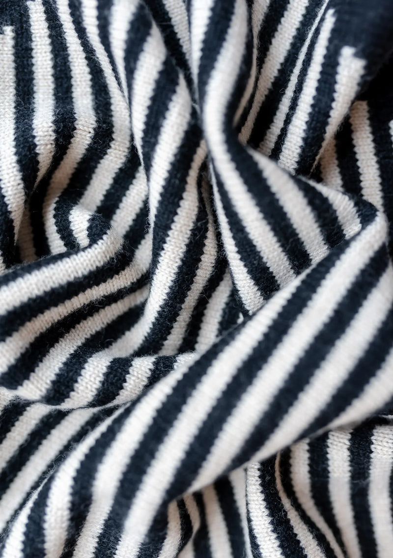 Merino Wool Triangle Scarf in Black Stripe