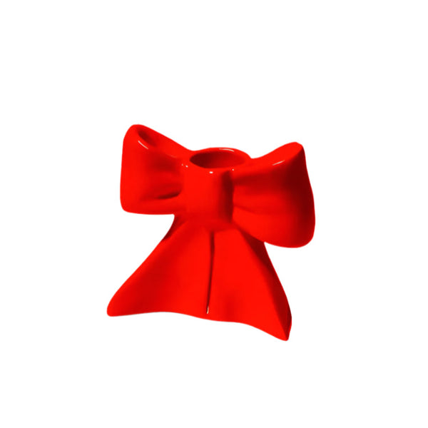 Bow Candle Holder - Red - Small