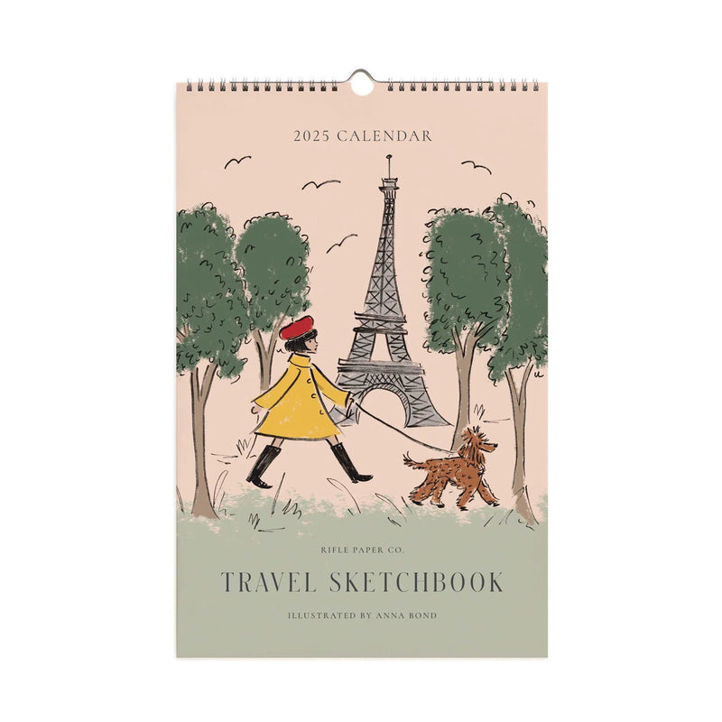 Rifle Paper Co. 2025 Wall Calendar - Travel Sketchbook