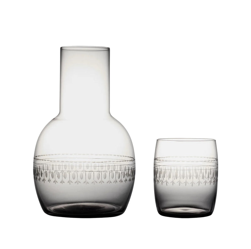 Smoky Carafe Set with Ovals Design