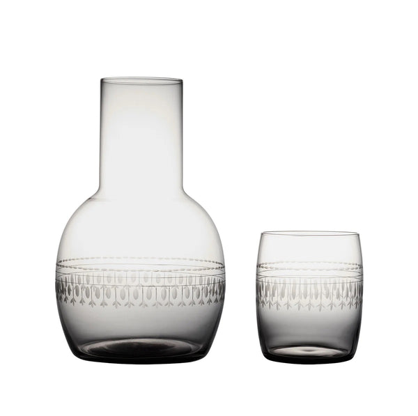 Smoky Carafe Set with Ovals Design