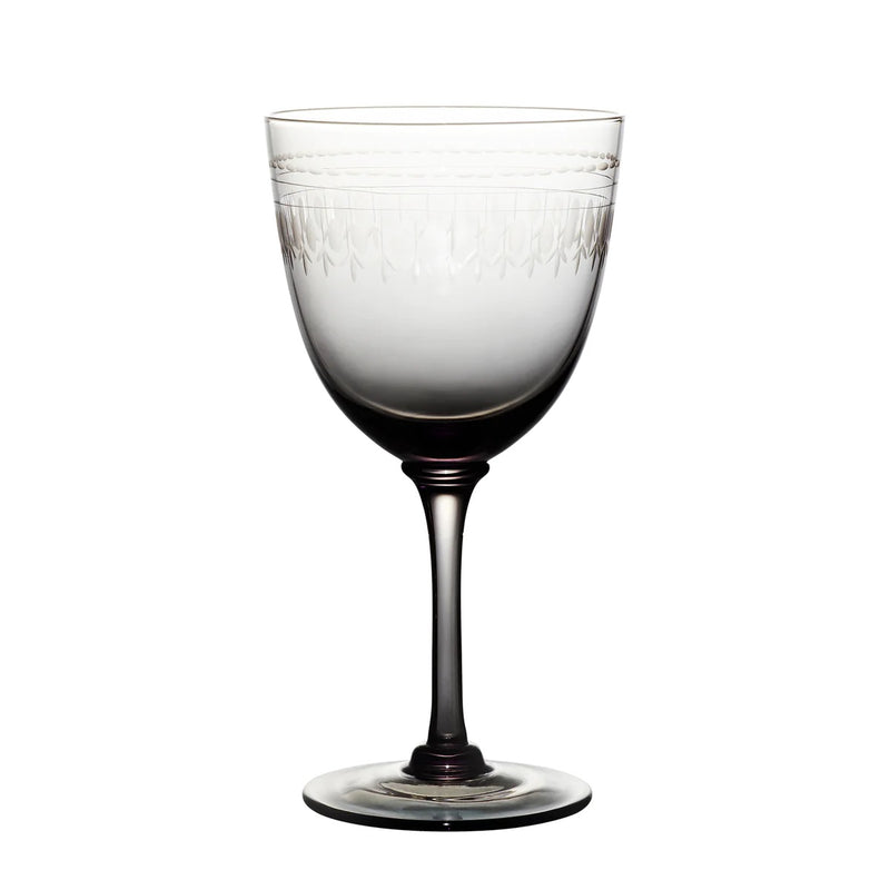 Smoky Wine Glasses with Ovals Design - Set of 4