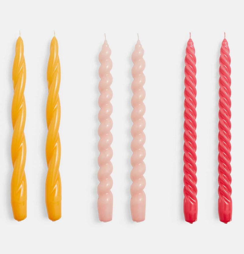 Candle - Long Mix Set of 6 - Yellow, Rose and Raspberry