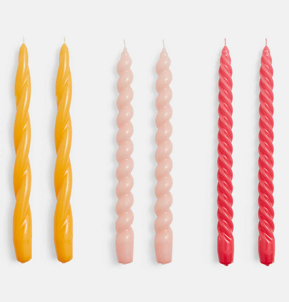 Candle - Long Mix Set of 6 - Yellow, Rose and Raspberry