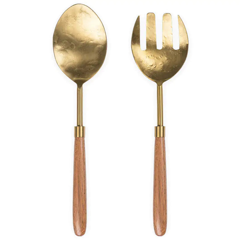 Soni Salad Servers- Gold & Acacia