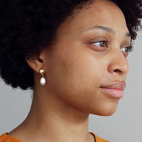 Bark Huggie Hoops with Baroque Pearls