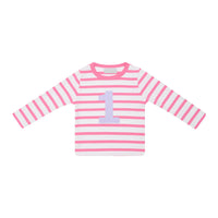 Hot Pink & White Breton Striped Number T-Shirt
