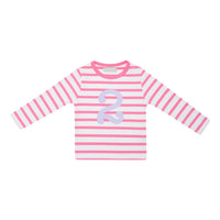 Hot Pink & White Breton Striped Number T-Shirt