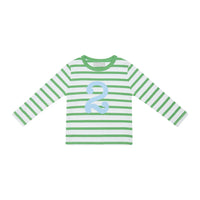 Grass Green & White Breton Striped Number T-Shirt