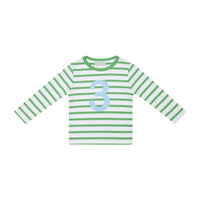 Grass Green & White Breton Striped Number T-Shirt