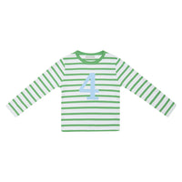 Grass Green & White Breton Striped Number T-Shirt