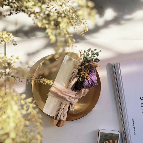 Palo Santo, Selenite, Incenses and Dried Flowers
