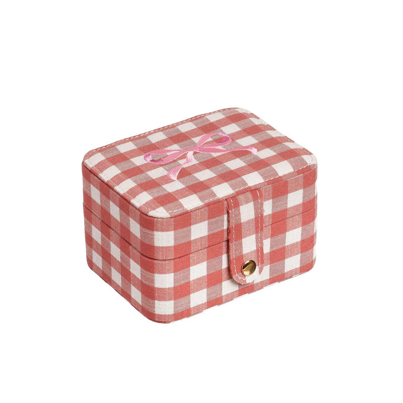 GIngham Bow Jewellery Box