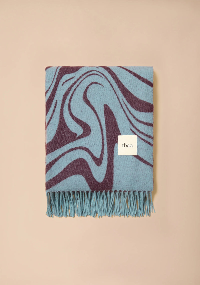 Lambswool Blanket in Blue Marble