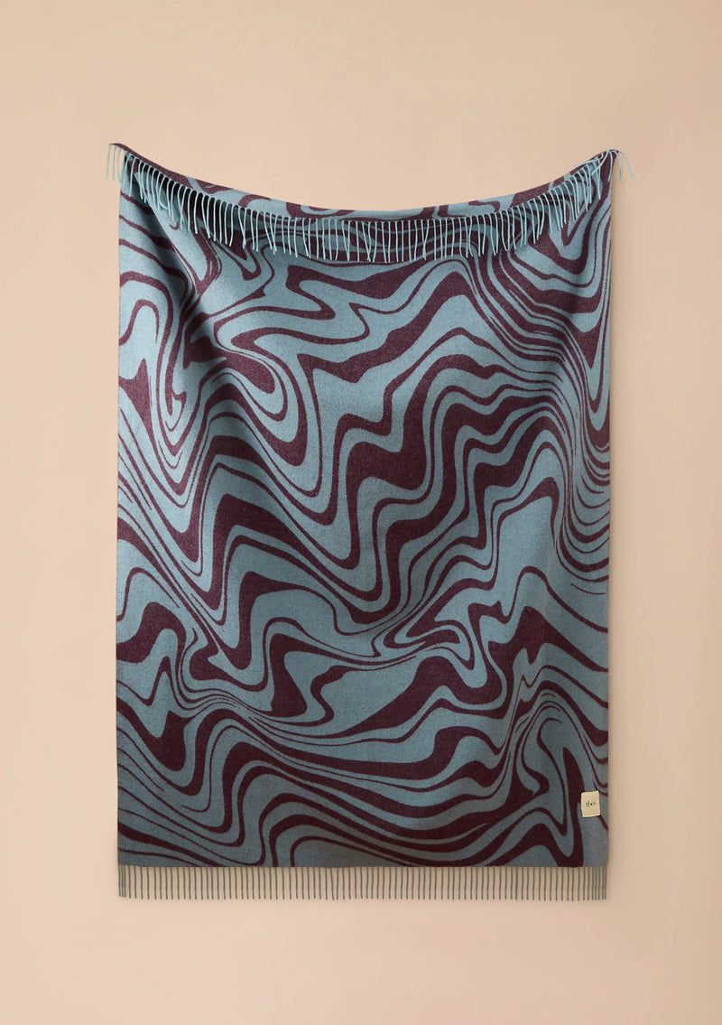 Lambswool Blanket in Blue Marble