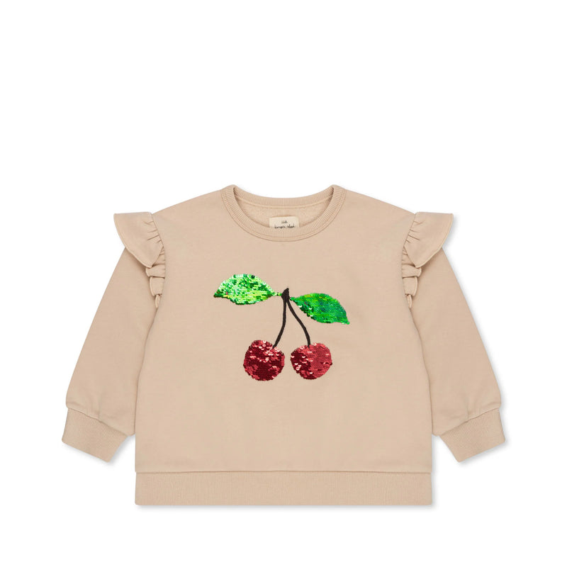 Konges Sløjd - Lou Sequin Frill Sweat Shirt - Glitter Cherry