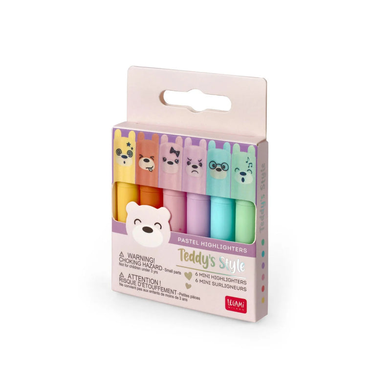Teddy's Style Mini Pastel Highlighters - Set of 6