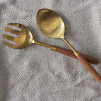 Soni Salad Servers- Gold & Acacia