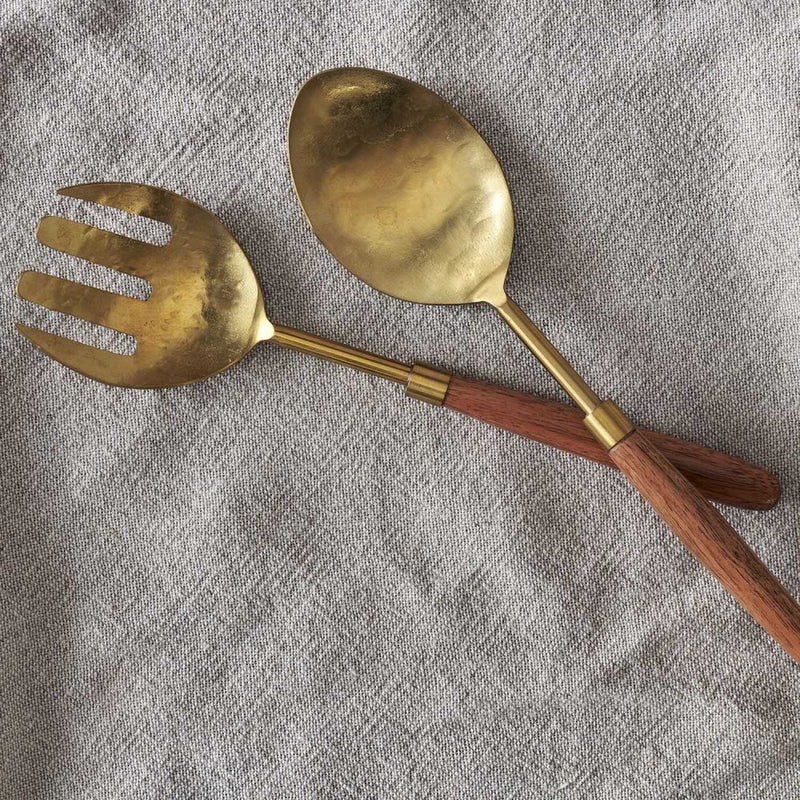 Soni Salad Servers- Gold & Acacia