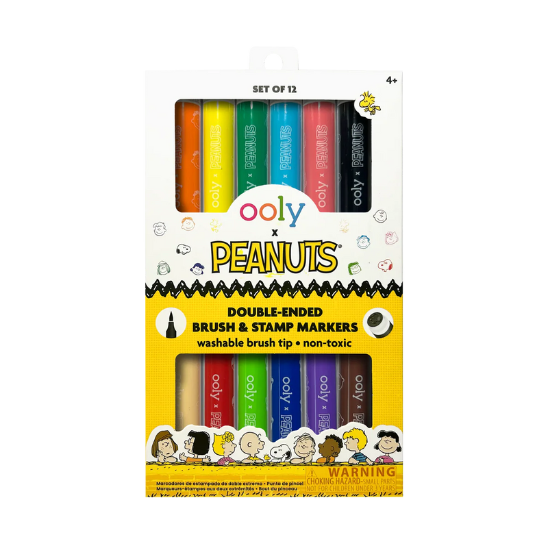 Ooly x Peanuts: Double Ended Brush & Stamp Markers - Set of 6/12 Colours