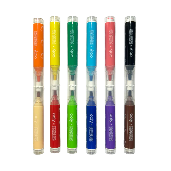 Ooly x Peanuts: Double Ended Brush & Stamp Markers - Set of 6/12 Colours