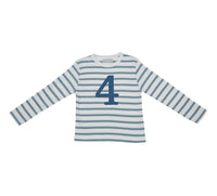 Ocean Blue & White Breton Striped Number T-Shirt