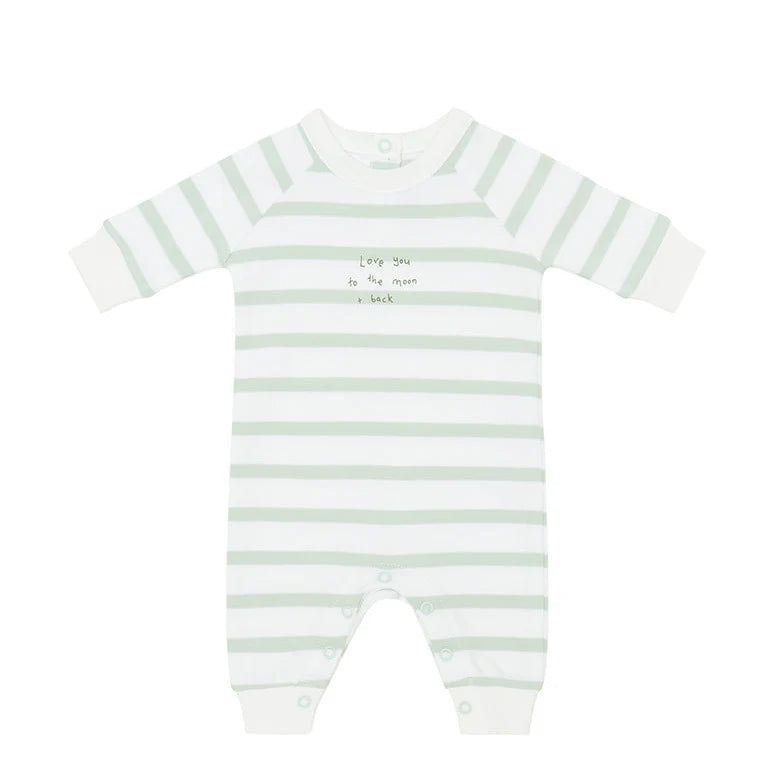 Love You To The Moon and Back Breton Striped All in One - Powder Blue & White