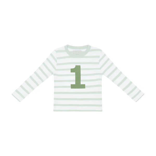 Powder Blue & White Breton Striped Number T Shirt (1-2 Years)