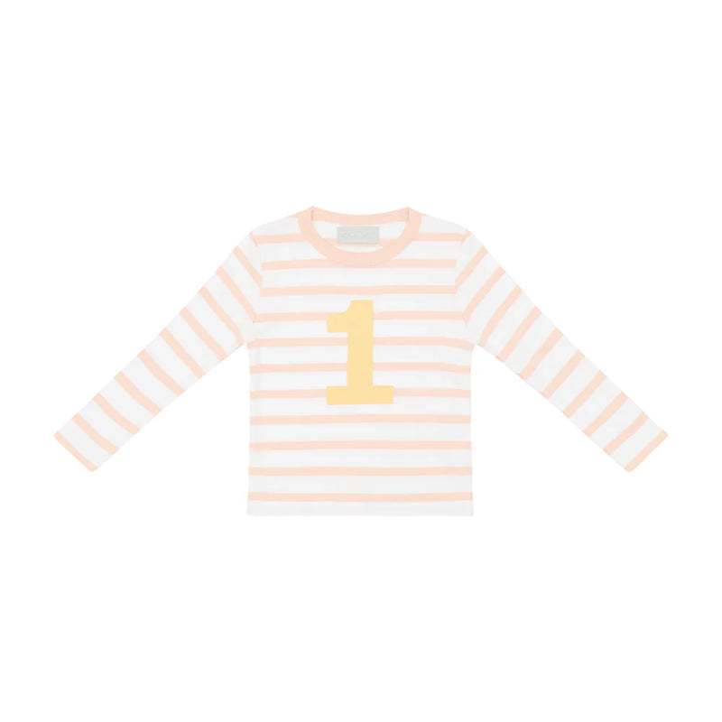 Powder Pink & White Breton Striped Number T Shirt (1-2 Years)