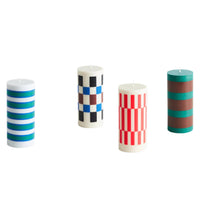 Medium Column Candle - Black/Green Check