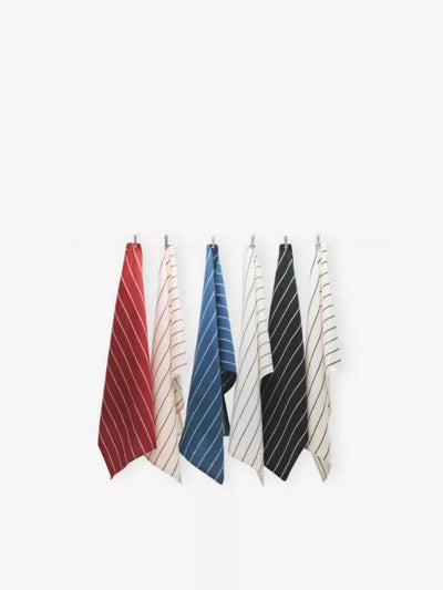 Outdoor Market Tea Towel - Set Of 2 - Red With Beige Stripe