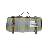 Recycled Wool Picnic Blanket - Green Gingham