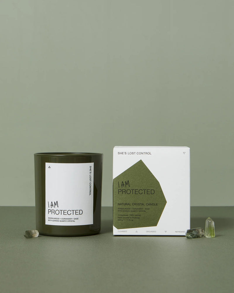 She’s Lost Control - I AM PROTECTED - NATURAL CRYSTAL CANDLE