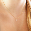 Tiny Pearl Initial Necklace - Gold - L