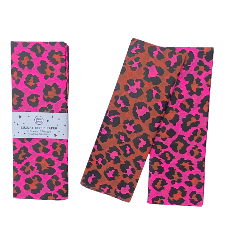 Luxury Tissue Paper Pack - Leopard - Ginger & Pink
